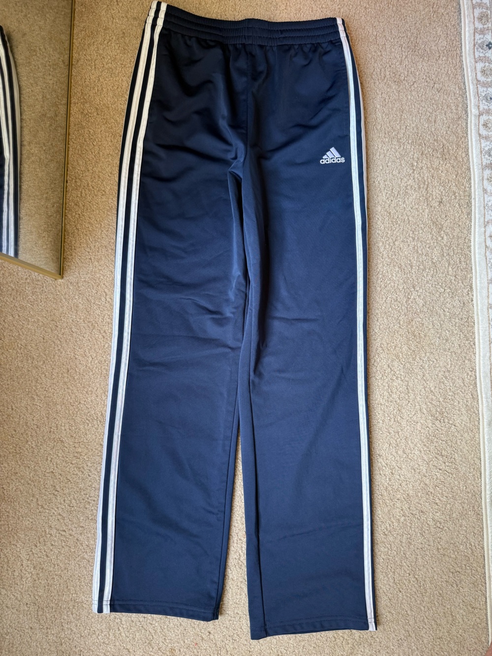 adidas Navy Joggers with White Side Stripes